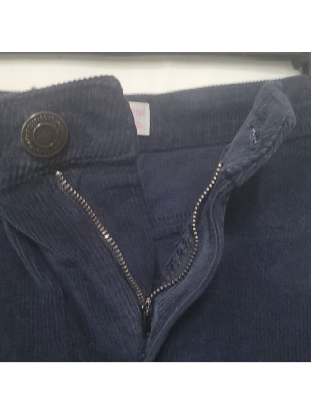 Corduroy Navy Blue Mini Skirt With Frayed Hem & Front Button Closure Size 5/27W - Picture 5 of 15